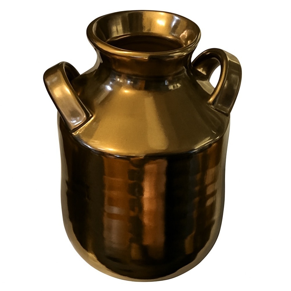 Bronze Metallic Vase with Double Loop Handles